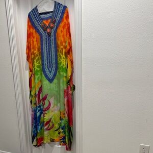 Vibrant Multicolor African Kaftan Dress. Brand: The Celine Caftan (silk)